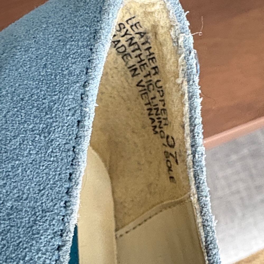 TRANSIT - Women's Blue Suede Chunky Heeled Loafers - Picture 9 of 11